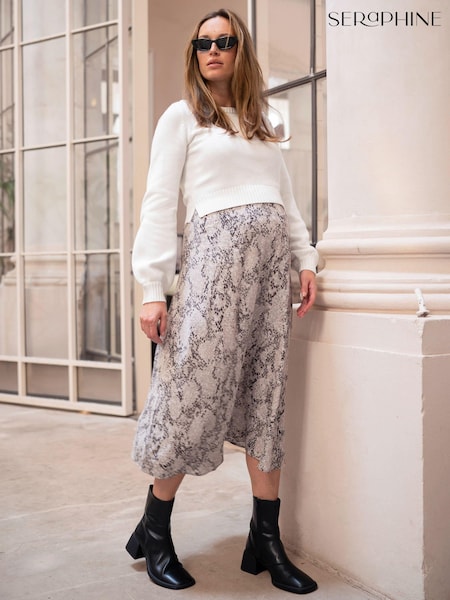 Seraphine Cable Knit Woven White Maternity and Nursing Dress (Q45672) | €51