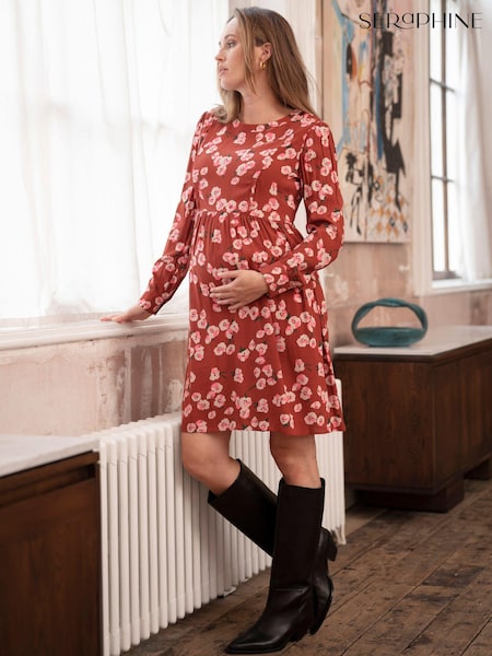 Seraphine Red Woven Dress Floral Print With Neon (Q45682) | €21.50