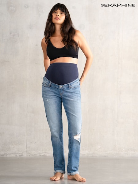 Seraphine Blue Roll Up Maternity Boyfriend Jeans (Q45693) | €86