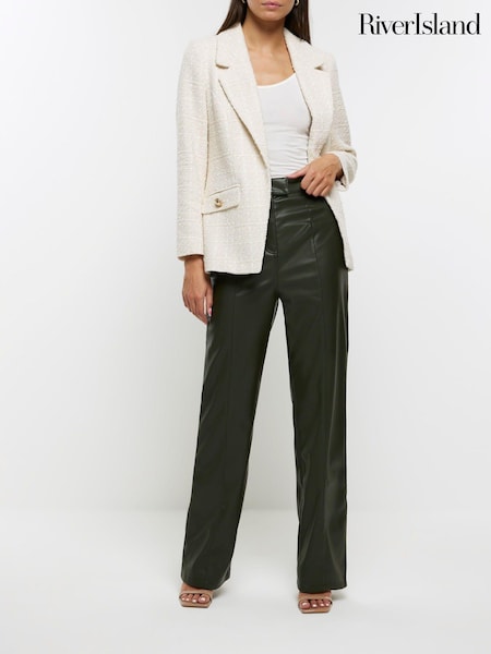 River Island Dark Green Faux Leather Straight Leg Trousers (Q45731) | € 47