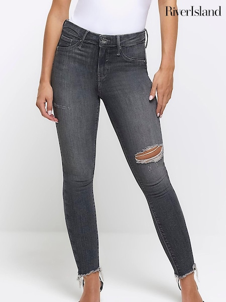 River Island Bum Sculpt High Rise Ripped Skinny Jeans (Q45895) | €16