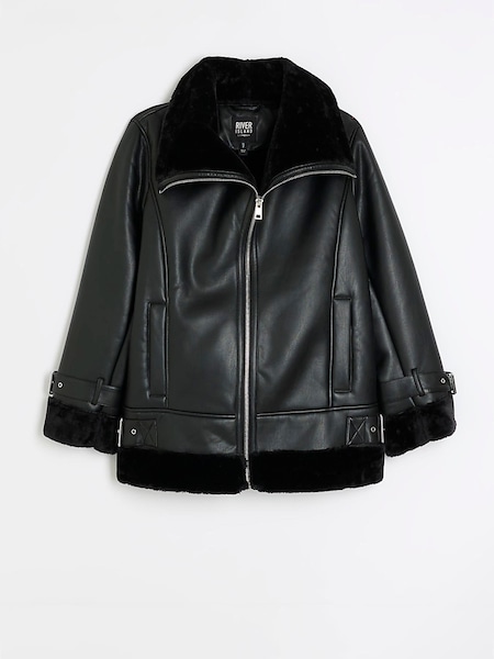 River Island Black Classic Aviator Jacket (Q45916) | €36