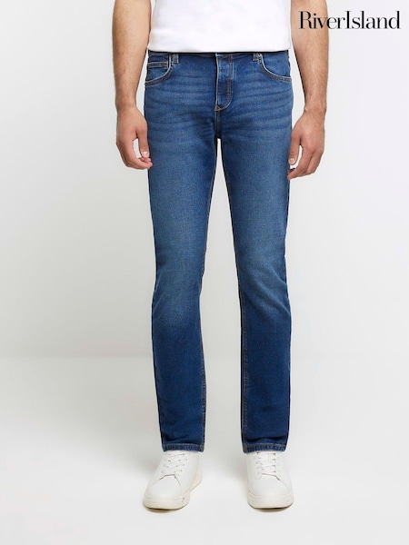River Island Blue Slim Fit 100% Cotton Medium Wash Jeans (Q45928) | € 18
