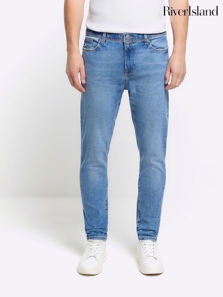 River Island Blue Light Wash Skinny 100% Cotton Jeans (Q45953) | €17