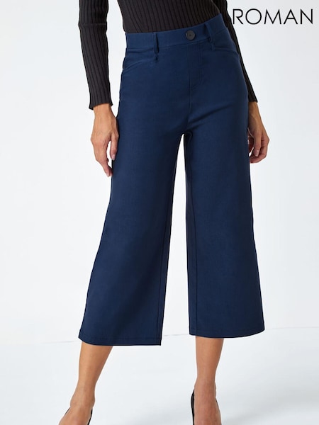 Blau - Roman Stretch-Culotten in Cropped-Länge (Q45986) | 49 €