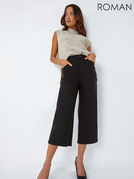Schwarz - Roman Cropped Stretch Culottes (Q46002) | 50 €