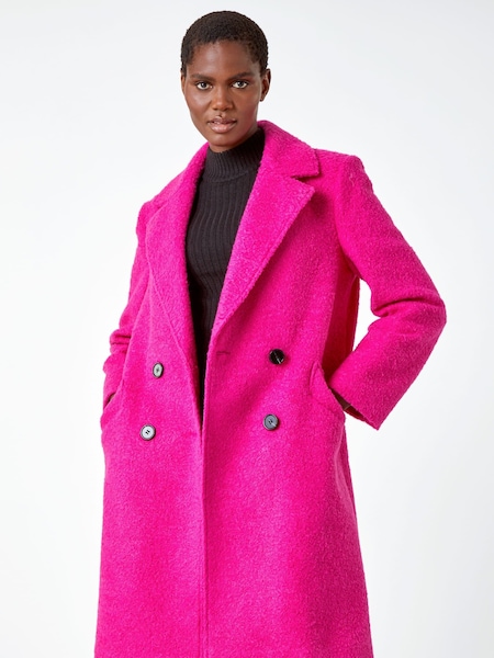Roman Pink Relaxed Boucle Double Breasted Coat (Q46009) | €49