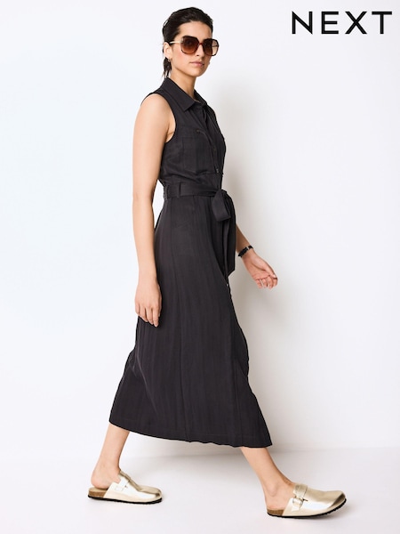 Navy Utility Style Sleeveless Midi Dress (Q46107) | €11