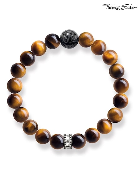 Thomas Sabo Brown Mystic Obsidian & Tigers Eye 925 Silver Bracelet (Q46118) | €102