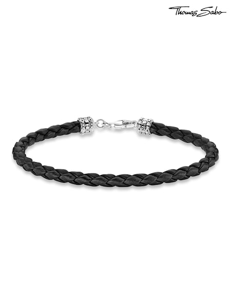 Thomas Sabo Black Braided Leather 925 Silver Bracelet (Q46154) | €89