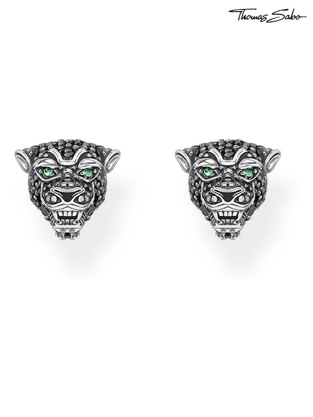 Thomas Sabo Black 925 Silver Blackened Zirconia Cat Studs (Q46169) | €159