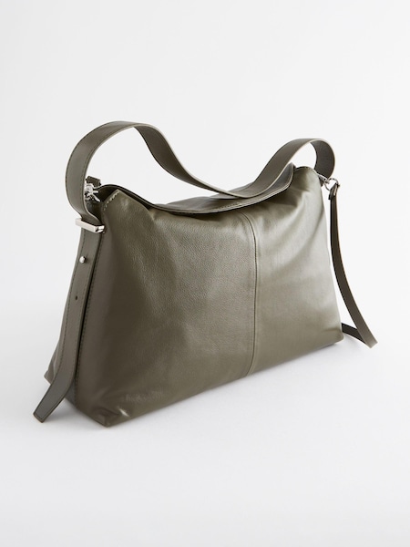 Khaki Green Leather Fold Flap Bag (Q46317) | €43