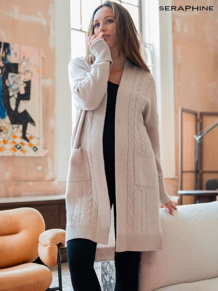 Seraphine Cream Knit Maternity Cardigan With Patch Pockets (Q47084) | € 170