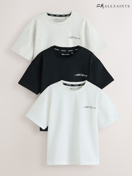 Black/White - Smallsaints Script Crew Neck Relaxed T-shirts 3 Pack