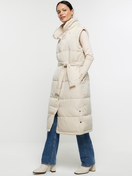 River Island Cream Long Line Padded Gilet (Q47711) | €44.50