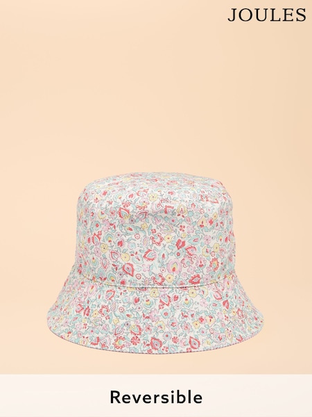 Joules Girls' Bayley White Floral Reversible Floral Bucket Hat (Q47954) | €17