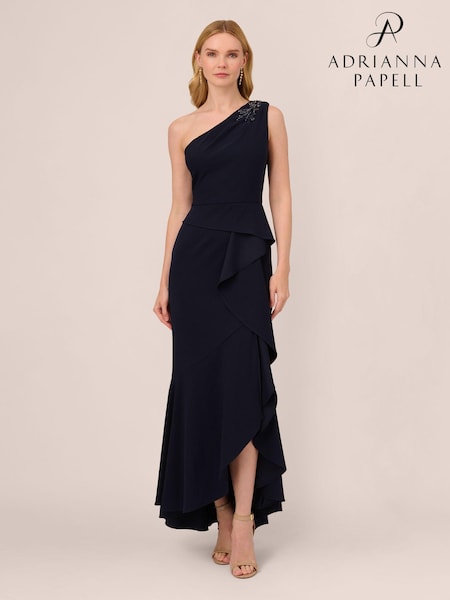 Adrianna Papell Blue Studio Beaded Knit Crepe Gown (Q48257) | €197