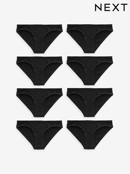 Black Bikini Cotton Rich Knickers 8 Pack (Q48297) | €8
