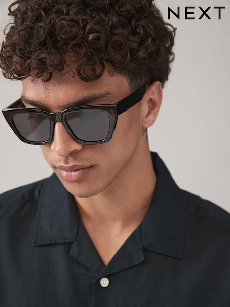 Black Angled Wayfarer Polarised Sunglasses (Q48298) | 57 SAR