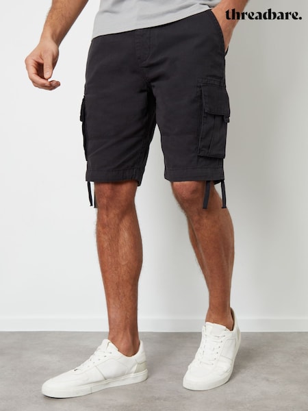 Negru - Pantaloni scurți Threadbare Cargo (Q48401) | 194 LEI