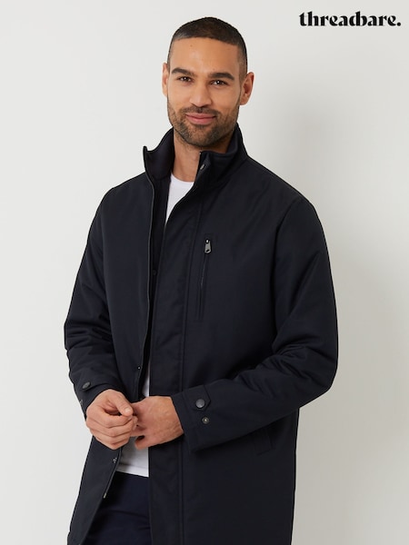 Threadbare Navy Showerproof Funnel Neck Lightweight Coat (Q48407) | $83