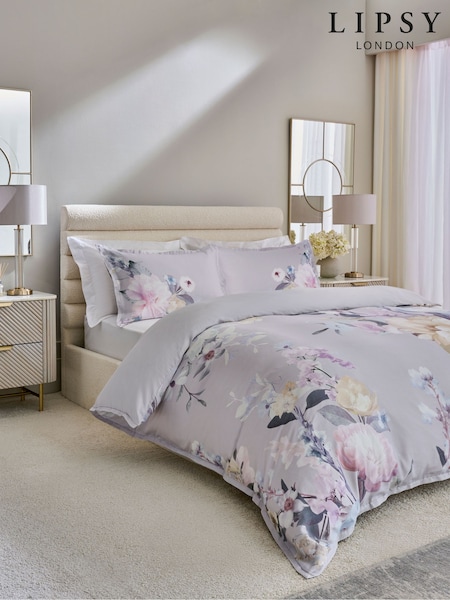 Lipsy Grey Poppy 200 Thread Count Duvet Cover and Pillowcase Set (Q48607) | €54 - €95