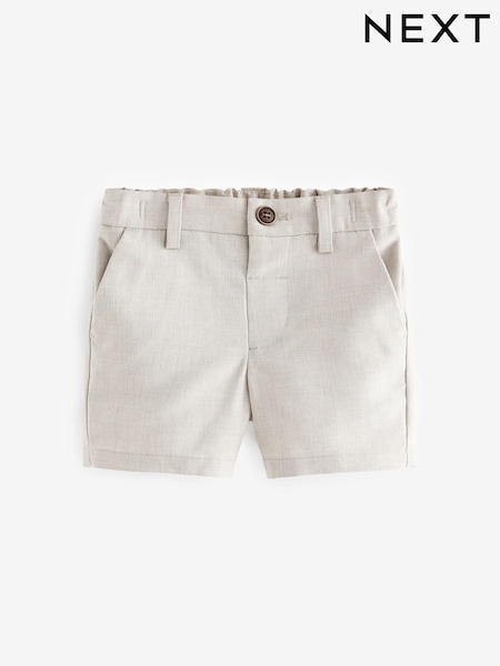 Neutral Formal Shorts With Linen (3mths-7yrs) (Q48614) | €6.50 - €7.50