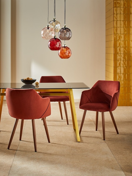 MADE.COM Set of 2 Rust Red and Walnut Legs Lule Arm Dining Chairs in Velvet (Q48618) | €415