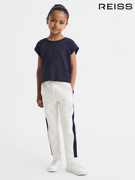 Reiss Navy Terry 4-9 yrs Cotton Crew Neck Crop Top (Q48796) | €5