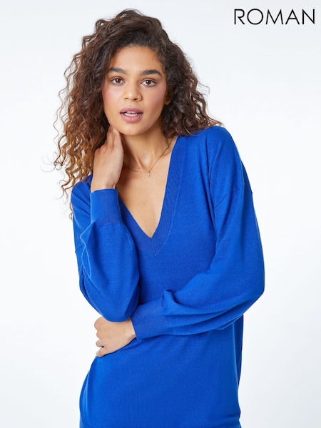 Roman Dark Blue V-Neck Long Sleeve Jumper (Q48869) | AZN 98