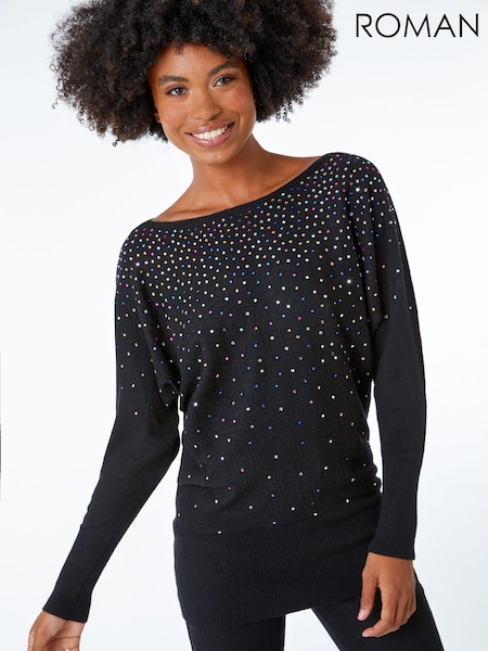 Roman Black Sparkle Embellished Jumper (Q48957) | €17.50
