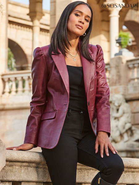 Sosandar Leather Puff Sleeve Blazer (Q49048) | €291