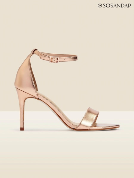 Sosandar Gold Barely There High Heel Sandals (Q49063) | 391 QAR