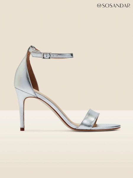 Sosandar Silver Barely There High Heel Sandals (Q49072) | AED322