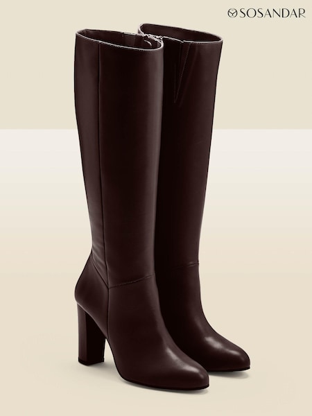 Sosandar Brown Suede Zip Knee High Boots (Q49118) | €236