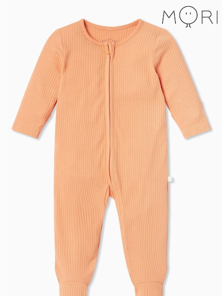 MORI Organic Cotton & Bamboo Ribbed Zip Up Sleepsuit (Q49248) | €40