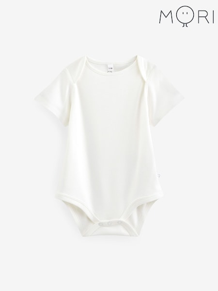 MORI Organic Cotton & Bamboo Short Sleeve Envelope Neckline Bodysuit (Q49251) | CA$49