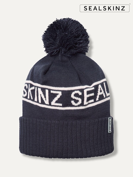 כחול  - Sealskinz Heacham Waterproof Cold Weather Icon Bobble Hat (Q49472) | ‏176‏₪