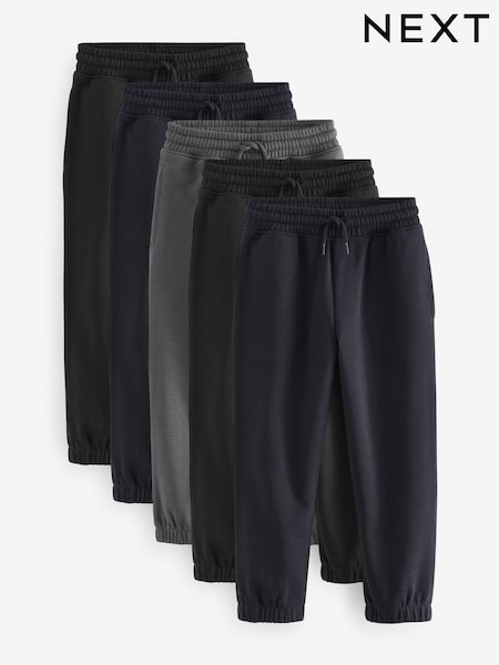 أسود/أزرق داكن/رمادي - Basic Joggers 5 Pack (3-16yrs) (Q49711) | ‏16.500 د.ك.‏ - ‏27 د.ك.‏