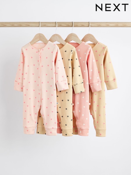 Pink - 4 Pack Baby Footless Sleepsuits (0mths-3yrs) (Q49839) | 24 € - 26 €