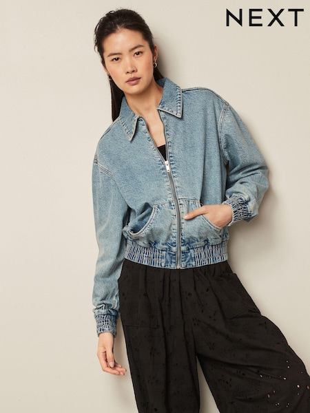 Mid Blue Denim Bomber Jacket (Q49856) | €15