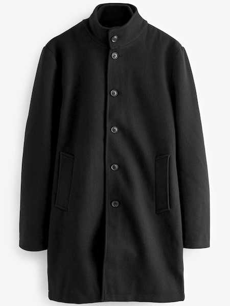 Threadbare Black Luxe Funnel Neck Coat with Mock Layer (Q49927) | €143