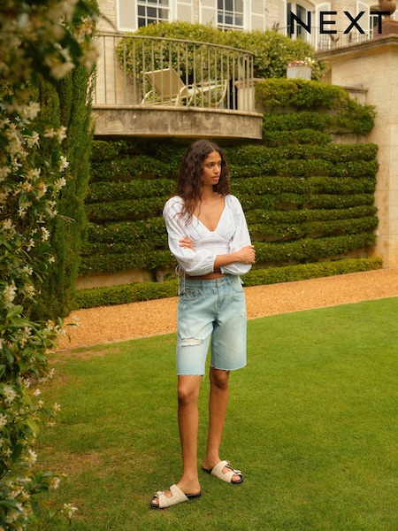 Bleach Ripped Denim Bermuda Shorts (Q49991) | €12
