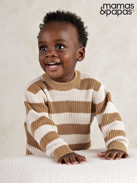 Brown - Mamas & Papas Stripe Knitted Jumper & Leggings Set