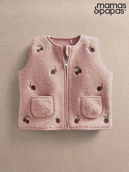Pink - Mamas & Papas Embroidered Gilet