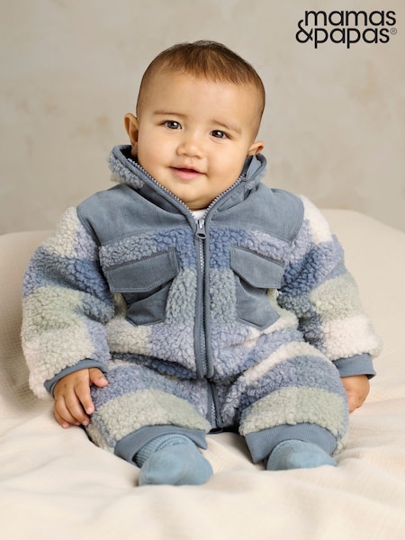Blue - Mamas & Papas Gingham Pramsuit