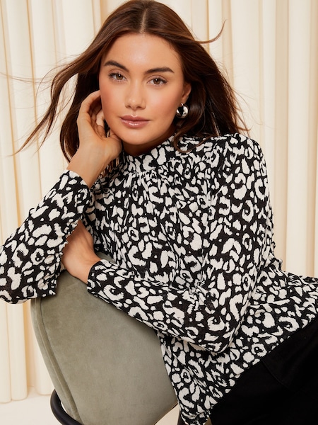 Friends Like These Camel Long Sleeve Textured Jersey High Neck Blouse (Q50382) | €23