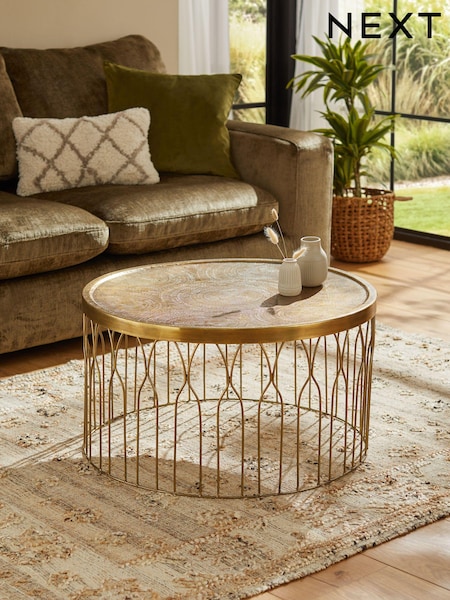 Brass Metal Patterned Coffee Table (Q50697) | €400