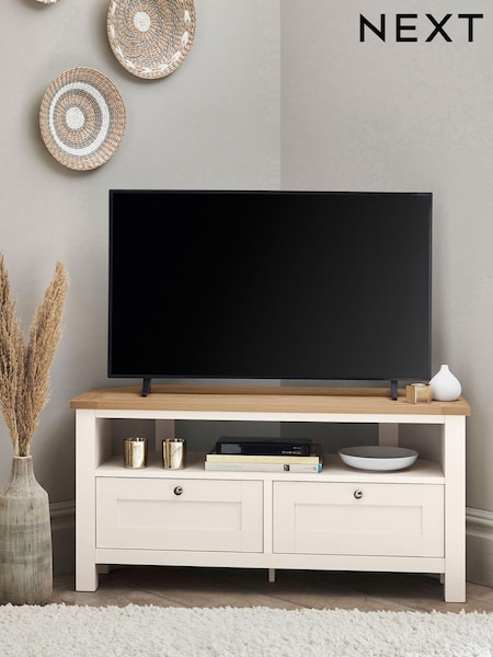 Cream Malvern Oak Effect Up to 46 inch Corner Slim TV Unit (Q50704) | €340
