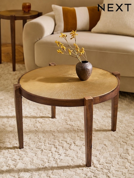 Dark Mango Wood and Brass Coffee Table (Q50712) | €275